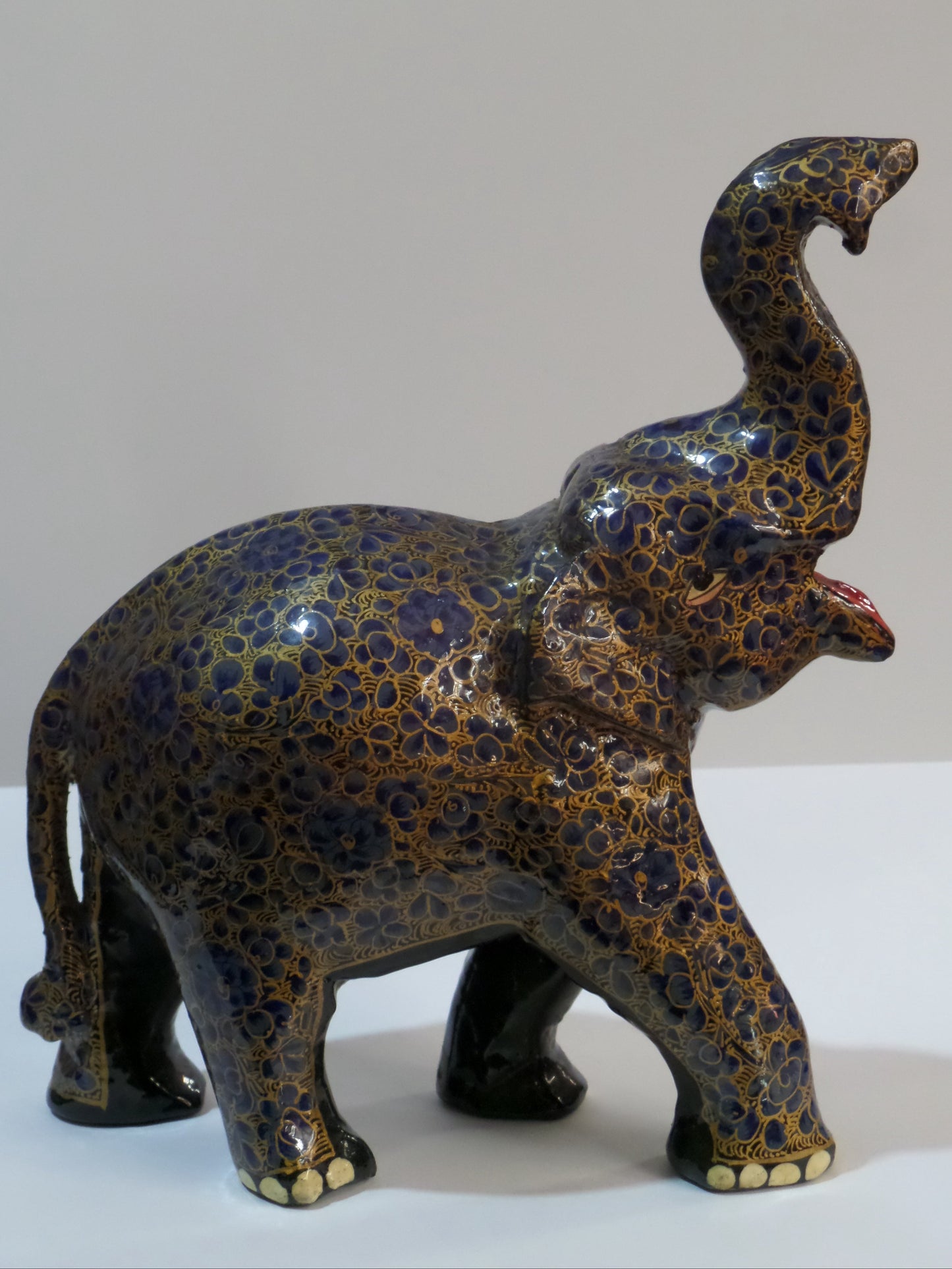 Voilet Gold Elephant | Kashmiri Papier Mâché | Artisan-Made