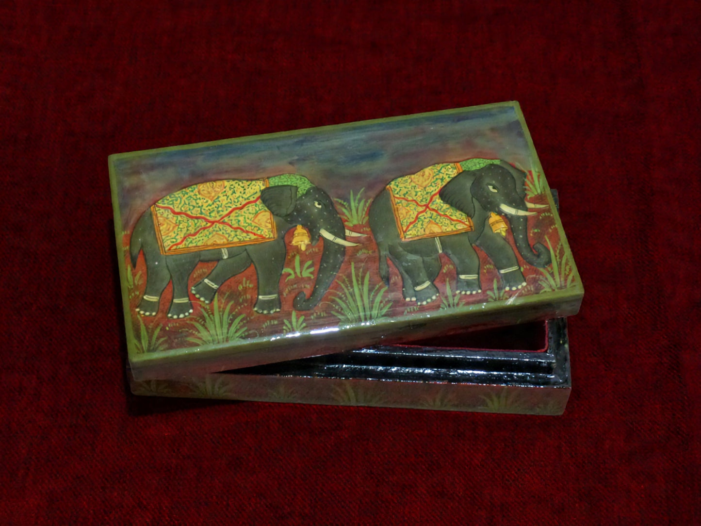 Kashmiri Papier Mâché Rectangular Box (Elephant) | Artisan-Made
