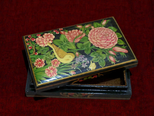 Kashmiri Papier Mâché Rectangular Box (Khatai) | 22K Gold Outlined | Artisan-Made