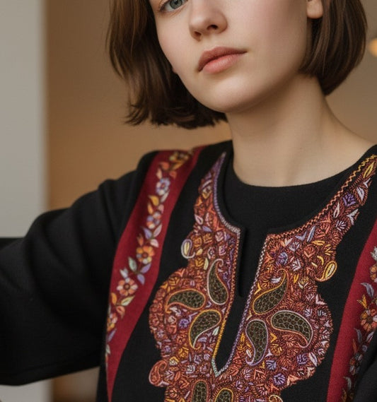 Pure Count Blend with Hand Sozni Pheran With Stole