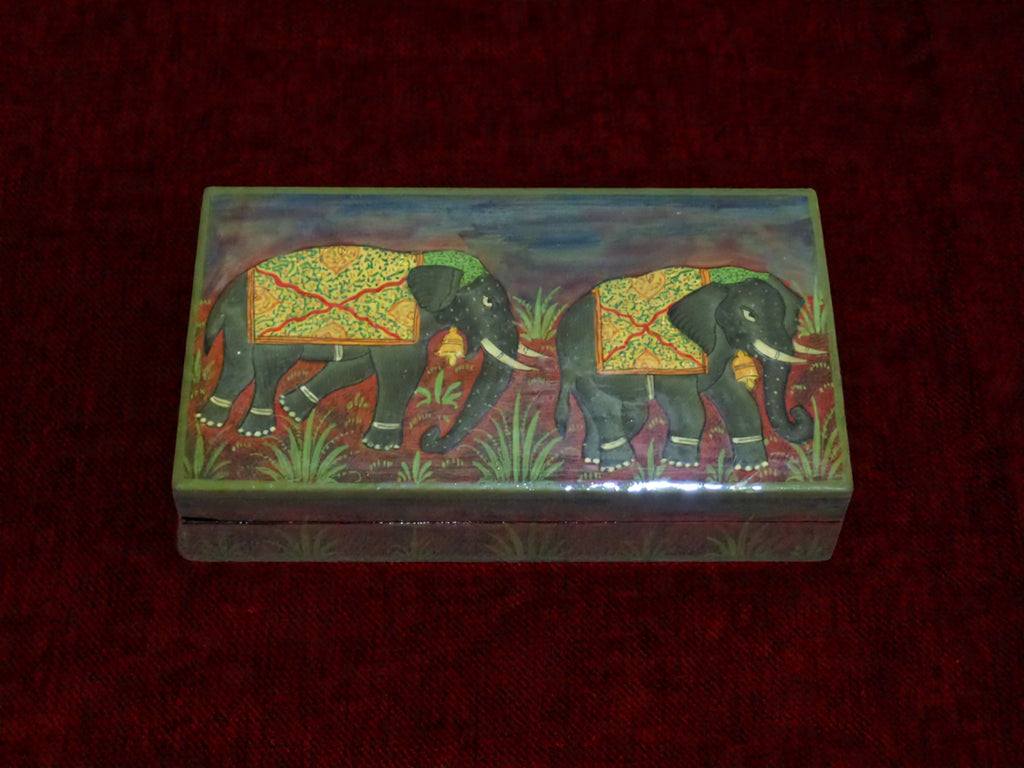Kashmiri Papier Mâché Rectangular Box (Elephant) | Artisan-Made