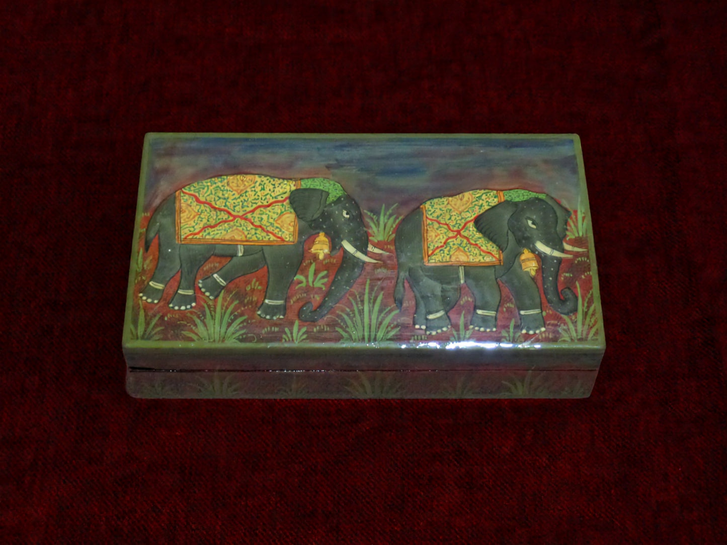Kashmiri Papier Mâché Rectangular Box (Elephant) | Artisan-Made