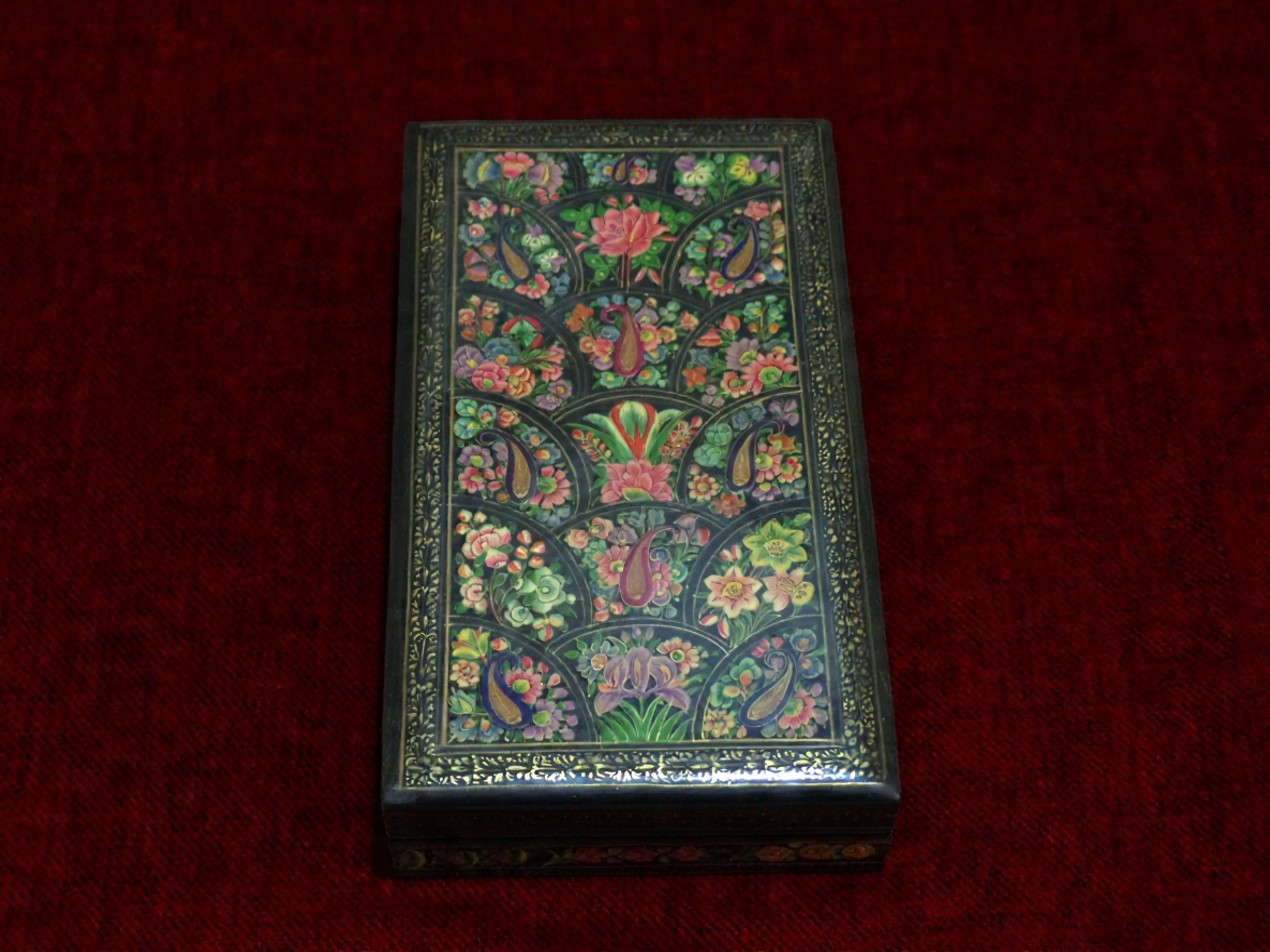 Kashmiri Papier Mâché Rectangular Box (Multi Hazar) | 22K Gold | Artisan-Made