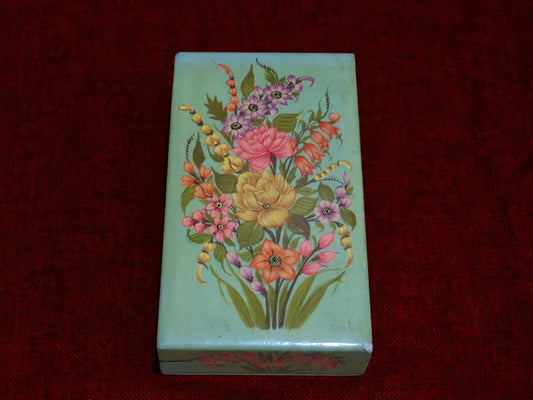 Kashmiri Papier Mâché Rectangular Box (Multi Flower Bouquet) | Pine | Artisan-Made