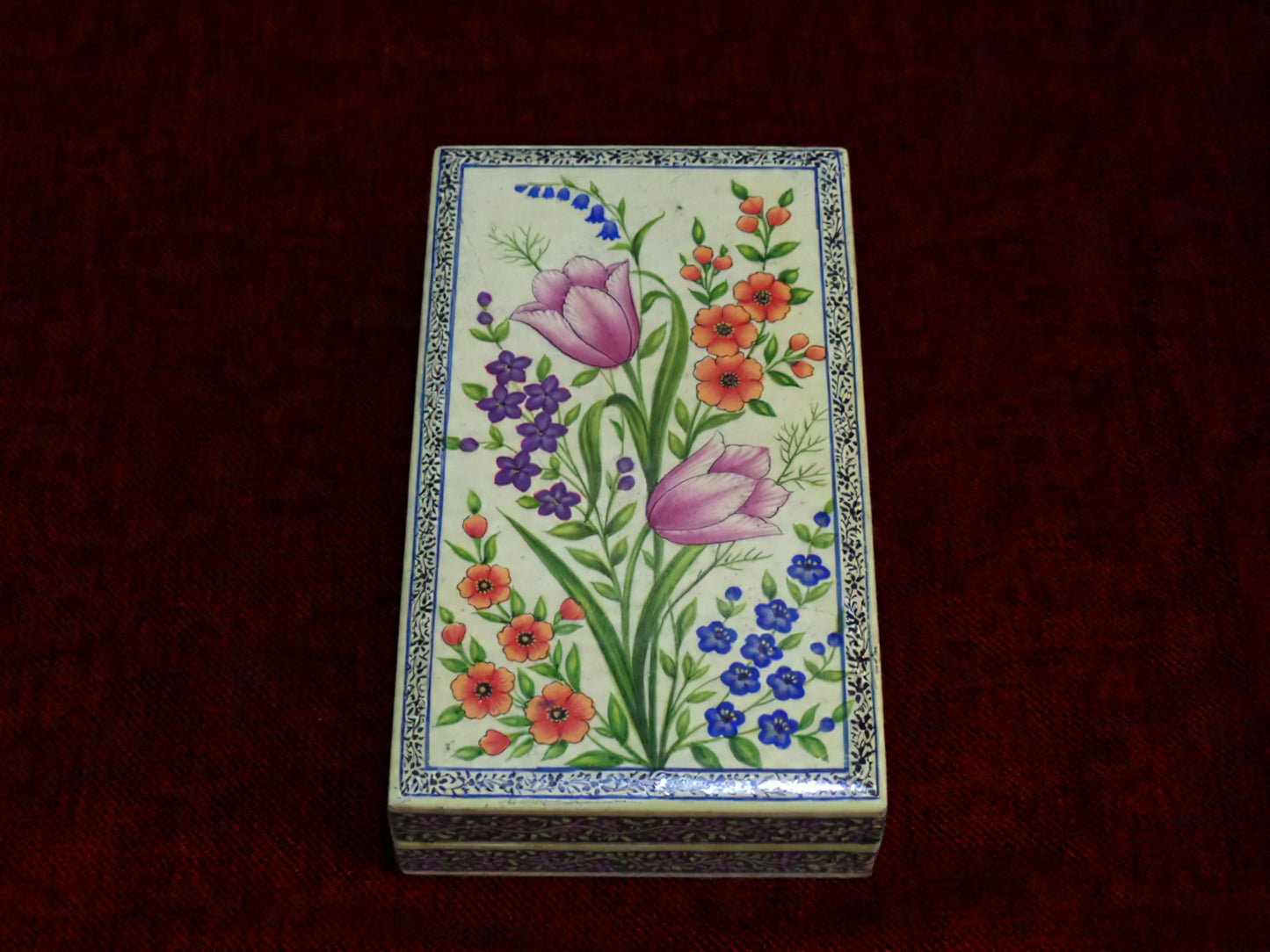 Kashmiri Papier Mâché Rectangular Box (Tulip) | Pine | Artisan-Made