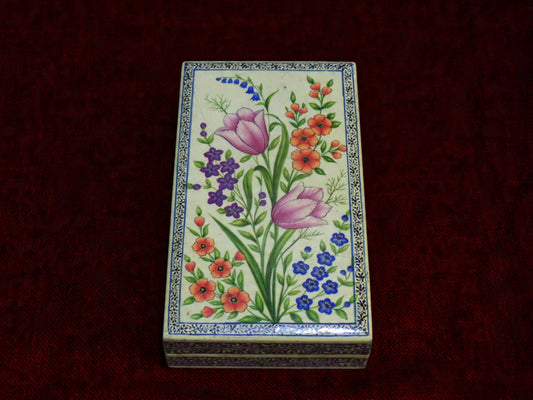 Kashmiri Papier Mâché Rectangular Box (Tulip) | Pine | Artisan-Made