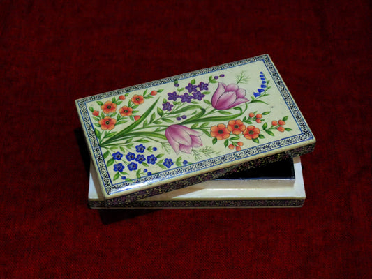 Kashmiri Papier Mâché Rectangular Box (Tulip) | Pine | Artisan-Made