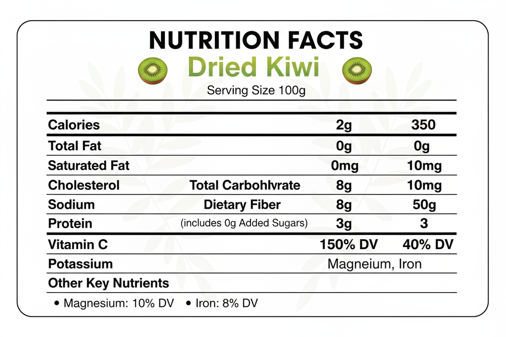 dried kiwi nutrition value chart