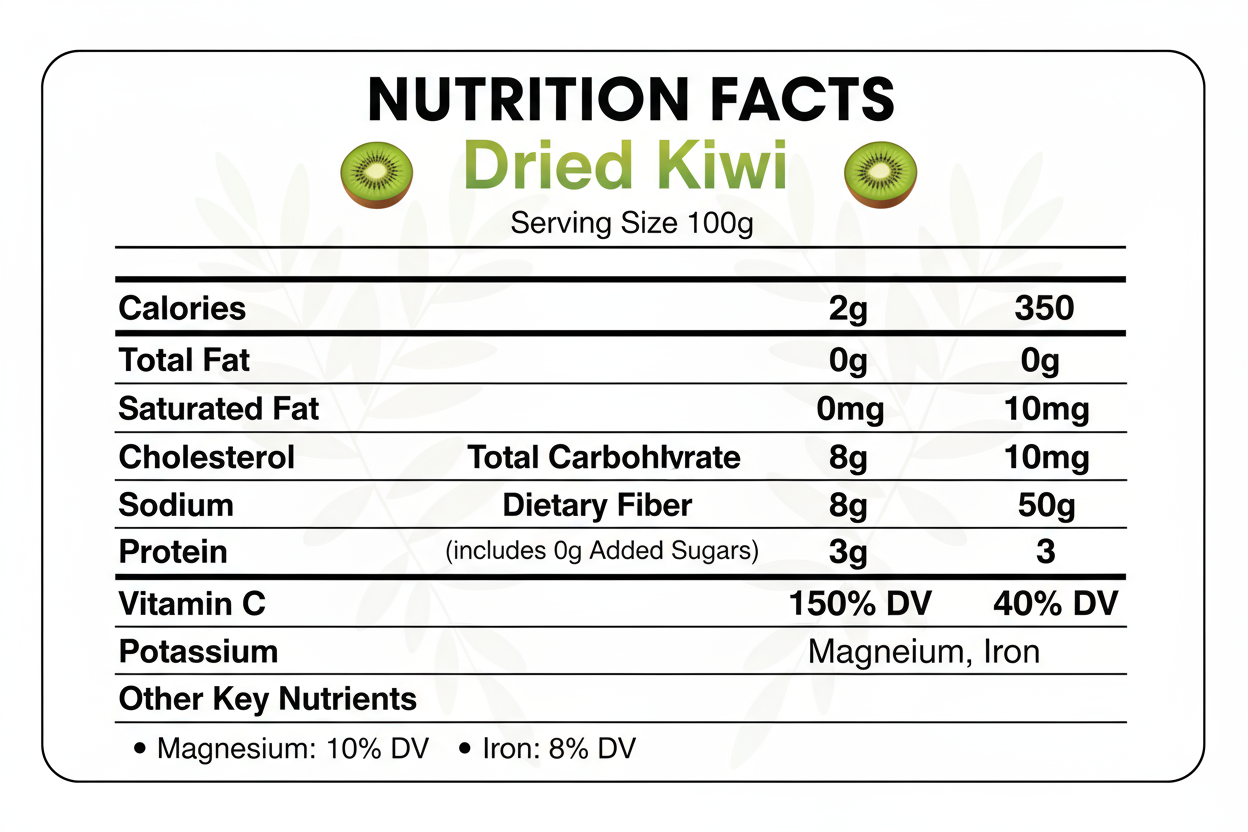dried kiwi nutrition value chart