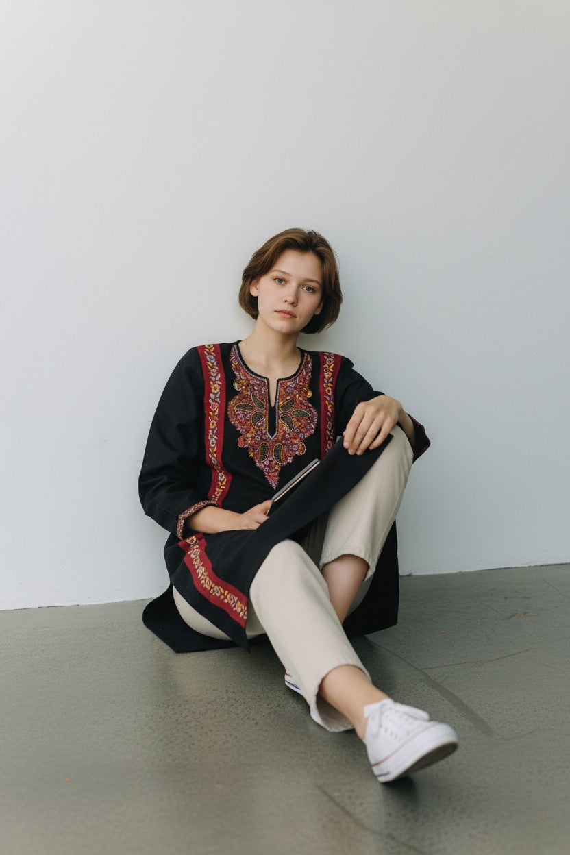 Pure Count Blend with Hand Sozni Pheran With Stole