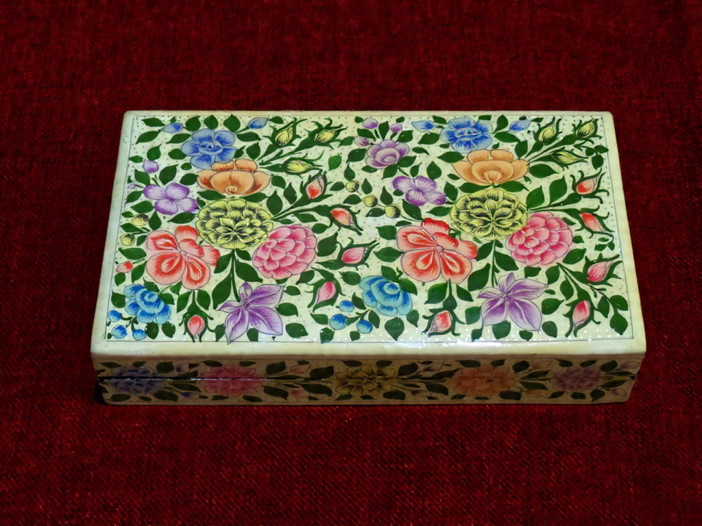 Kashmiri Papier Mâché Rectangular Box (Gul-e-Vilayat) | Pine | Artisan-Made