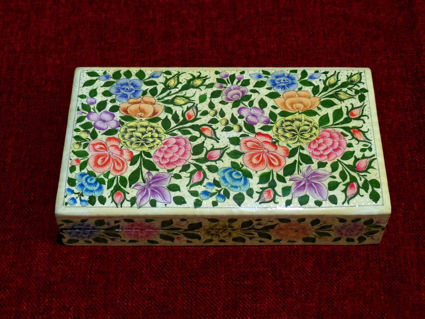 Kashmiri Papier Mâché Rectangular Box (Gul-e-Vilayat) | Pine | Artisan-Made
