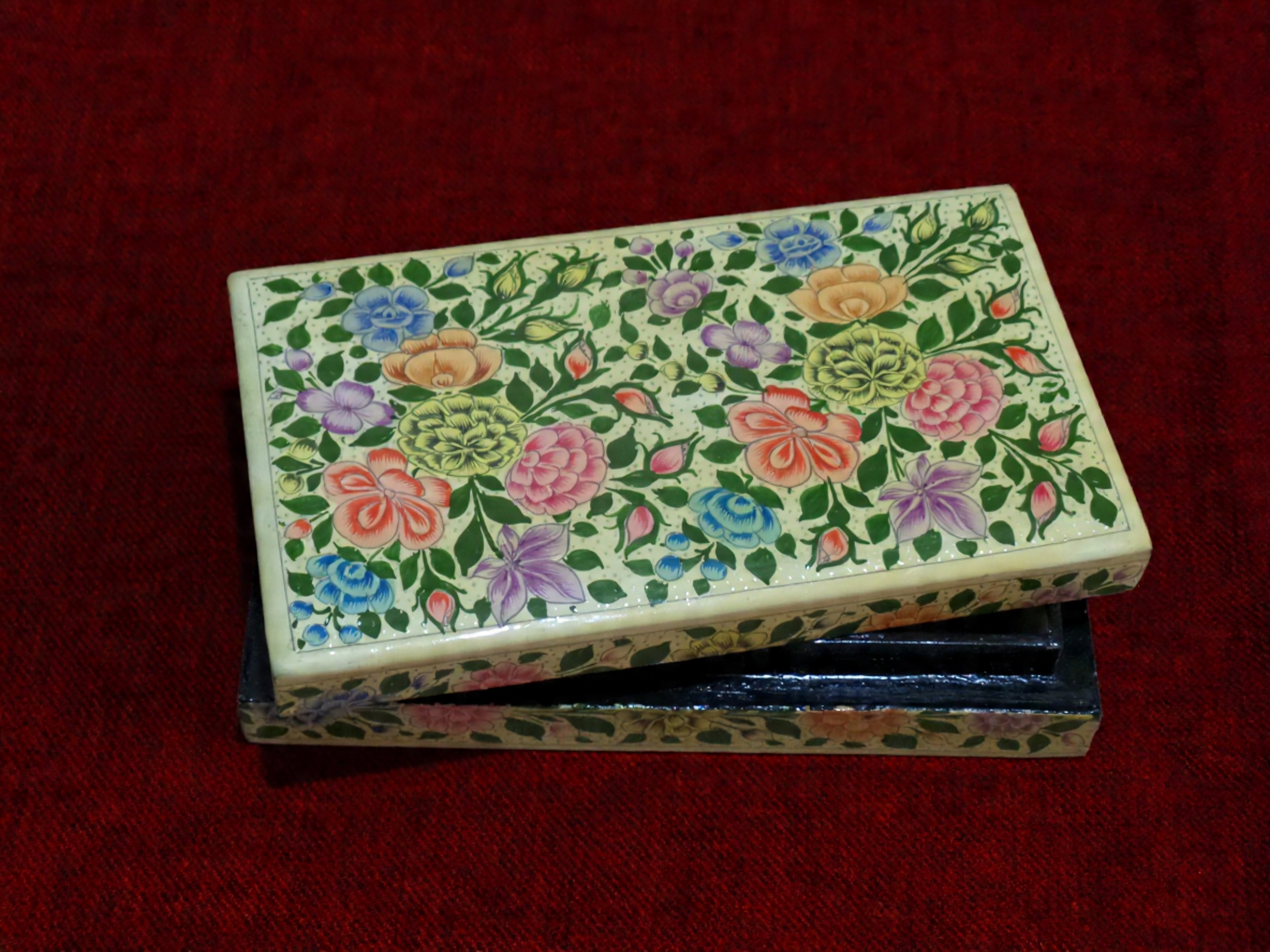 Kashmiri Papier Mâché Rectangular Box (Gul-e-Vilayat) | Pine | Artisan-Made