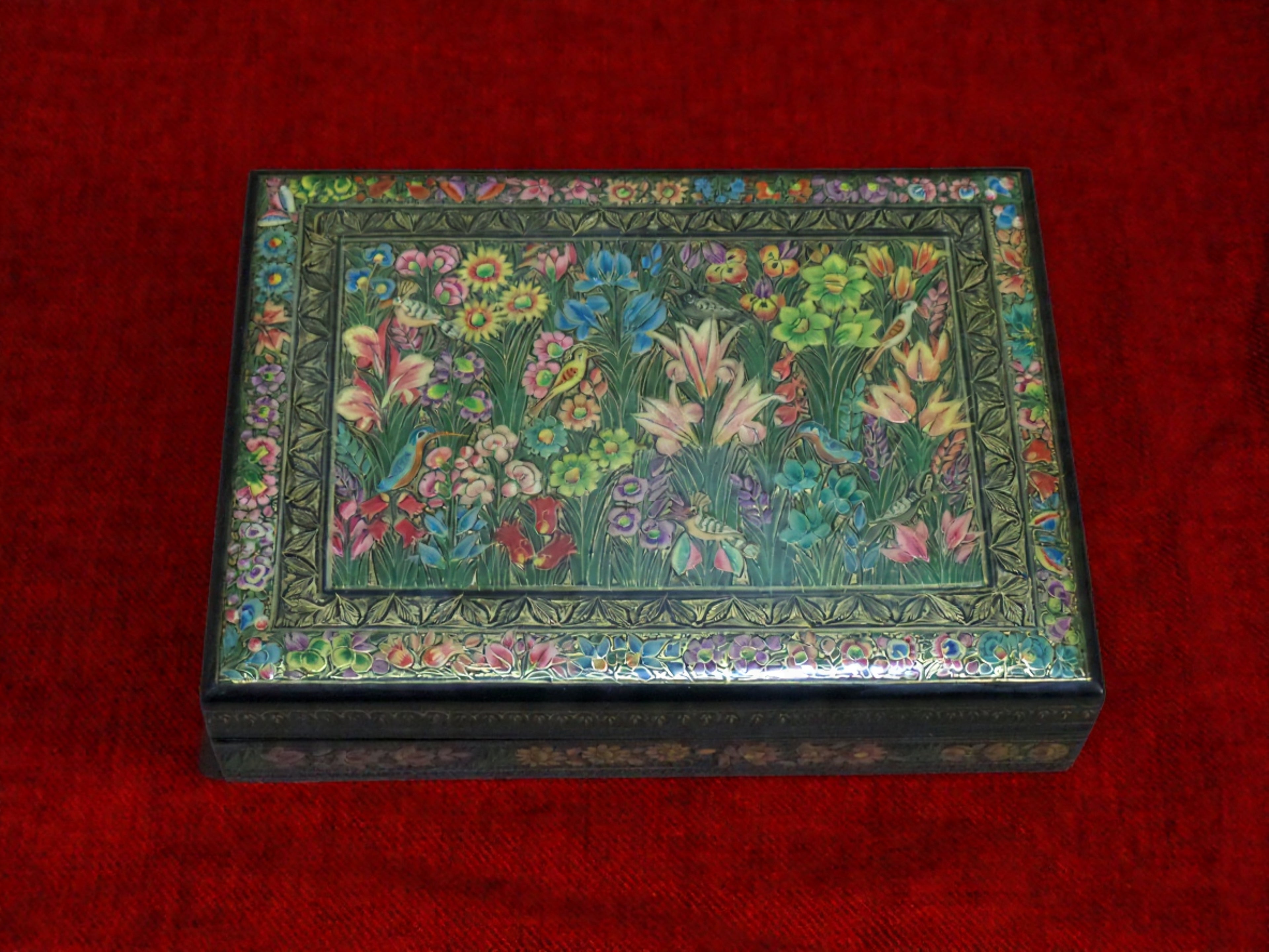 Kashmiri Papier Mâché Rectangular Box (Bagh-e-Gul) | 24K Gold | Artisan-Made