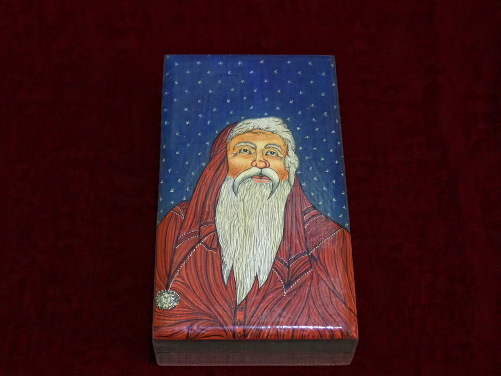 Kashmiri Papier Mâché Rectangular Box (Santa) | Artisan-Made