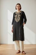 Kashmiri Aari Embroidered Woollen Pheran – Black